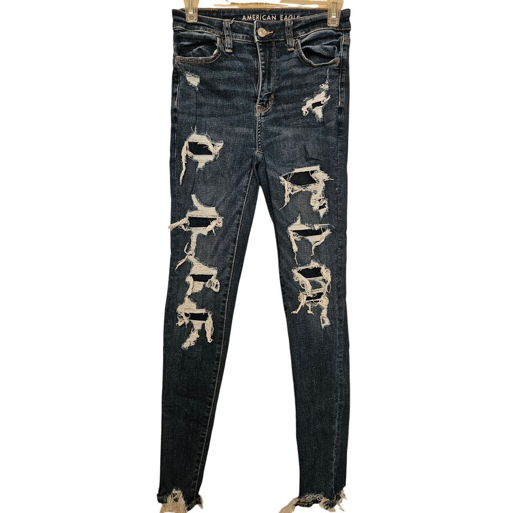 American Eagle distressed super high rise jeggings